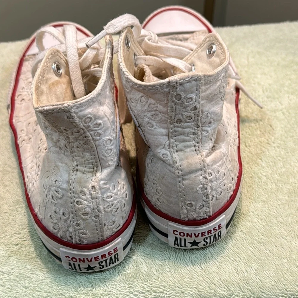 Converse Chuck Taylor All Star White Eyelet High Top Lace Up Sneakers 4